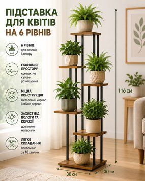 Підставка для квітів і вазонів підлогова металева/підставка для рослин кутова G10482 фото