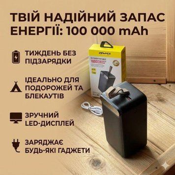 Повербанк Awei J86A 100000 mAh з LED-дисплеєм J86A фото
