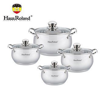 Набір каструль Haus Roland HR115-1, 4 шт. з неіржавкої сталі 2,1/2,9/3,9/6,3 л. Сріблястий (HR115-1) HR115-1 фото