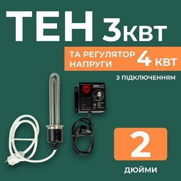 ТЕН 3 кВт під кламп на 2 дюйми та регулятор напруги 4 кВт (з підключенням) 100000474 фото