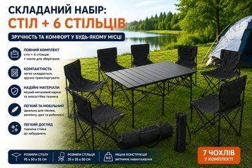 Кемпінговий комплект меблів: стіл + 6 стільців, ідеально для природи та пікніка МТ17083M6 фото