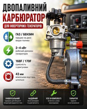 Карбюратор газовий редуктор для інверторного генератора відкритого типу 3-4 квт газ/бензин 550169970 фото